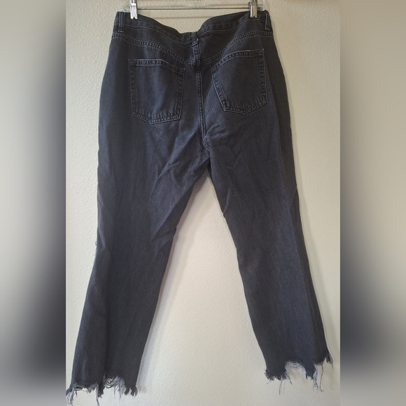Free People Maggie Mid-Rise Button Fly Crop Straight-Leg Jeans Black Size 30 - Picture 7 of 7
